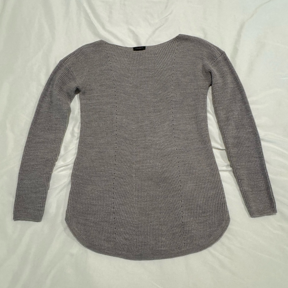 Ann Taylor Factory boatneck tunic length gray sweater Size S - Picture 2 of 7
